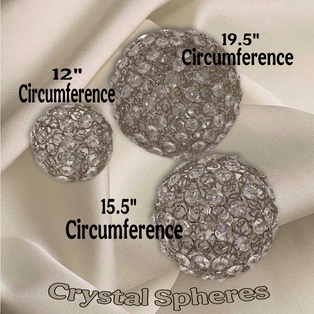 Silver and Crystal Decorative Accents for Home Decor Set of 3 in Varying Sizes